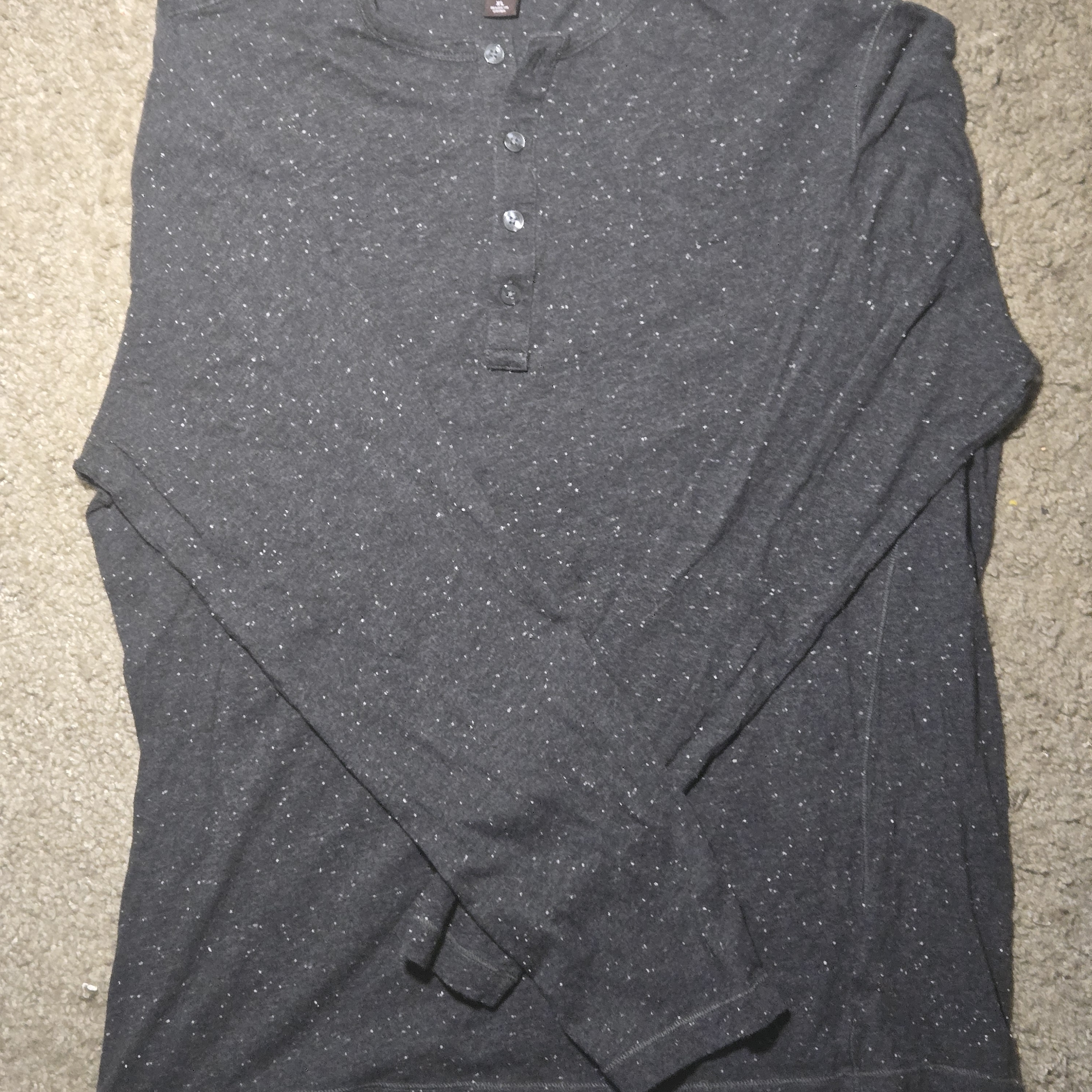 Michael Kors Charcoal Speckled Long Sleeve Henley